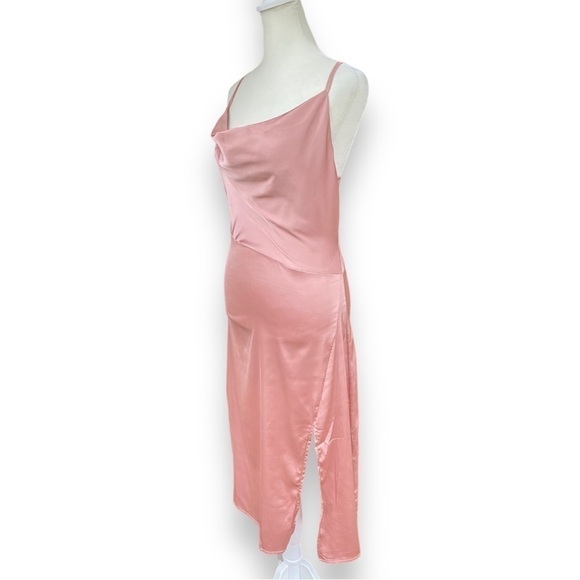 New Lyanar Dusty Rose Cowl Neck Sleeveless Satin Midi Dress Size Extra Small - Picture 6 of 16